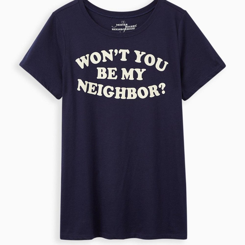 Torrid Slim Fit Crew Tee - Signature Jersey Mister Rodgers Navy